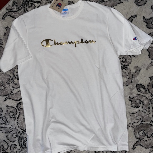 Champion Tops - Champion heritage Tee white Gold graphic